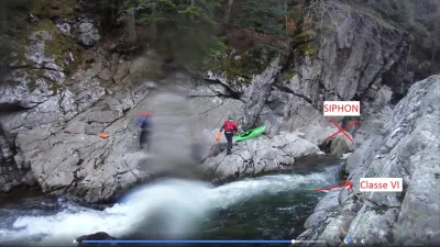 Amont du passage VI (extrait de la vidéo de Dennis Machwirth). Ne surtout pas débarquer ici! Il y a un contre en amont